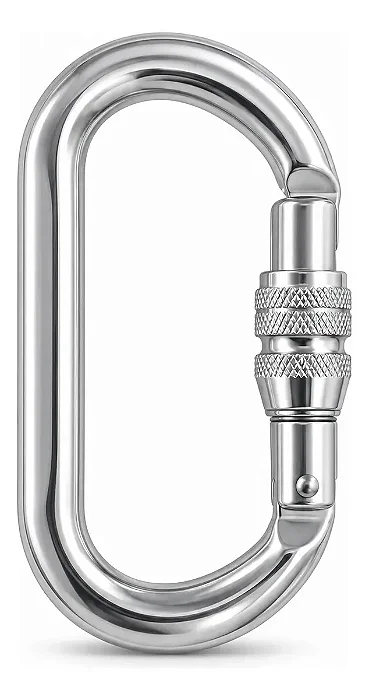 Mosquetao Oval Prata Trava Manual Alumínio 25kn