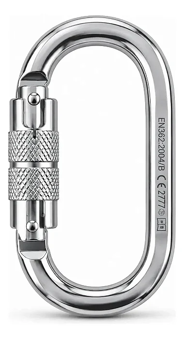 Mosquetao Oval Prata Trava Automatico Aco 25kn