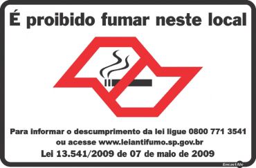 Placa Proibido Fumar Neste Local Lei SP/Mapa PS611SP 20x30CM