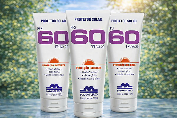 Protetor Solar 60FPS Mavaro 120GR Kit com 3