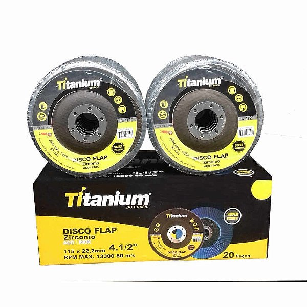 Kit 20 Discos Flap Zircônio 4.1/2 Pol. Grãos 80 - Titanium