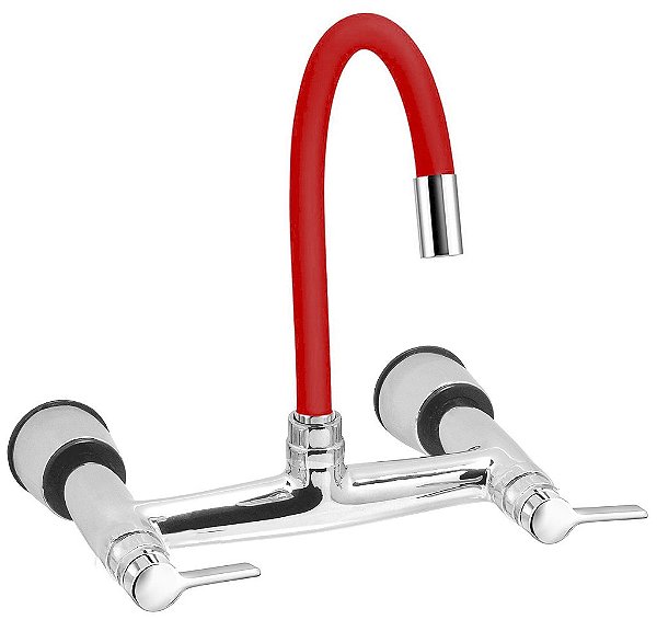 Misturador Cozinha 1256 C62 de Parede Flex Vermelho Esteves