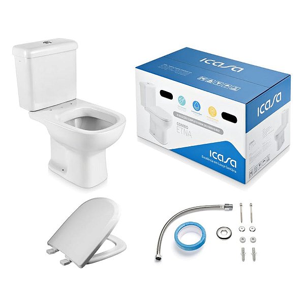 Kit Bacia com Caixa e Acessorios Etna Branco Icasa