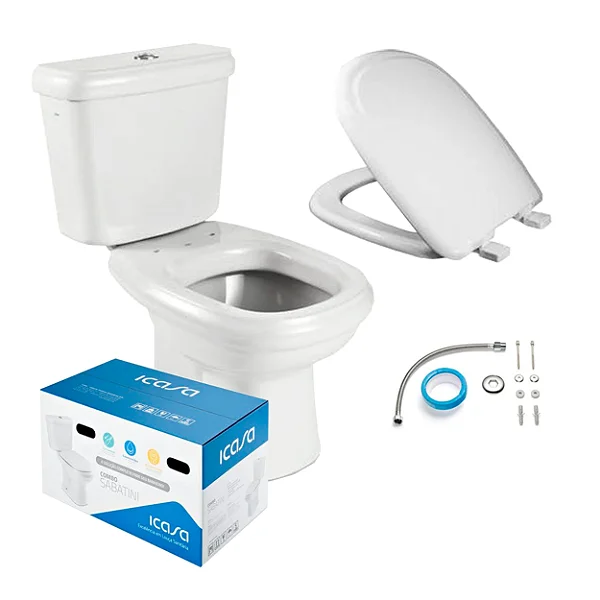 Kit Bacia com Caixa e Acessorios Sabatini Branco Icasa