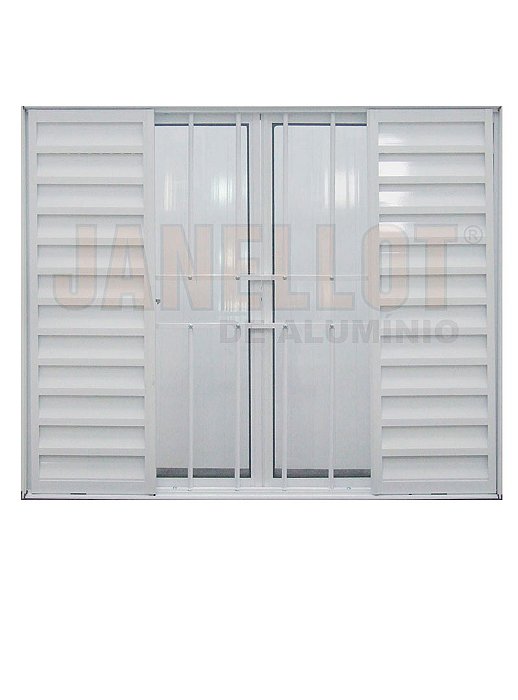 Veneziana Aluminio 6 Folhas 100X120 Soft Branca C/ Grade Janelllot