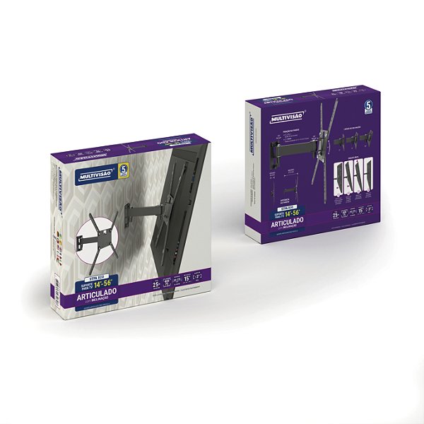 Suporte Tv Lcd Articulado Inclinado 22/56 Preto Spta-Eco Multivisao