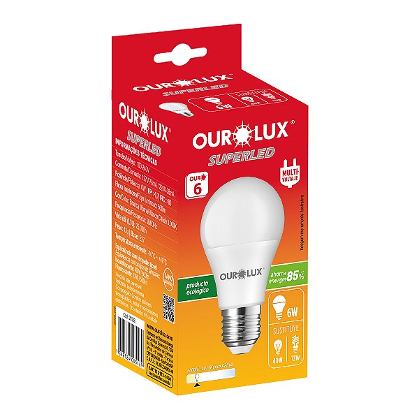 Lampada Led 6W Biv 3000K Luz Amarela Ourolux