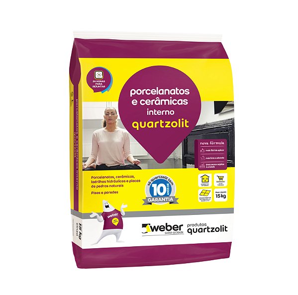 Argamassa Porcelanato Interno Cinza 20Kg Quartzoli
