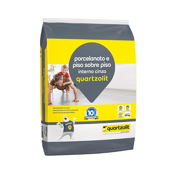 ARGAMASSA PORCELANATO PISO SOBRE PISO INTERNO 20KG CINZA QUARTZOLIT