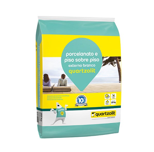 Argamassa Porcelanato Piso Sobre Piso Externo 20Kg Branco Quartzolit