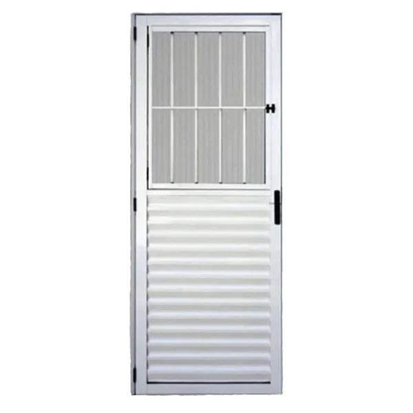 Porta Alumínio Postigo Esquerda 210x80cm Brilhante FL74 Esquadrileve