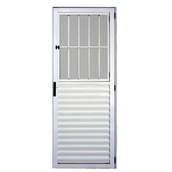 Porta Alumínio Postigo Direita 210x80cm Brilhante FL74 Esquadrileve