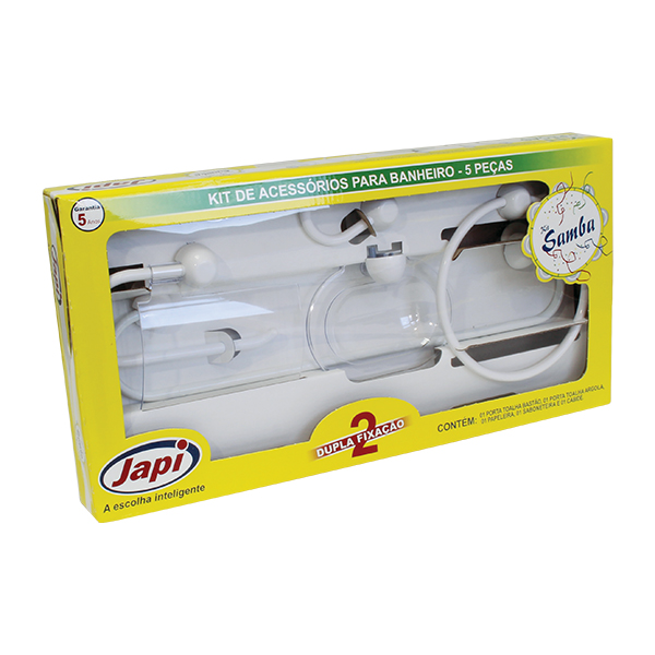 Kit Banheiro Samba Branco 5 Peças Japi