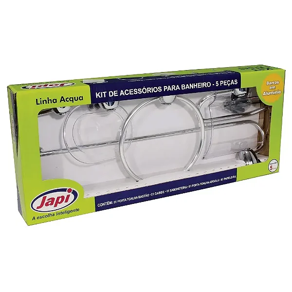 Kit Acessorios De Banheiro  Acqua Cromado Q18 5Pcs Japi