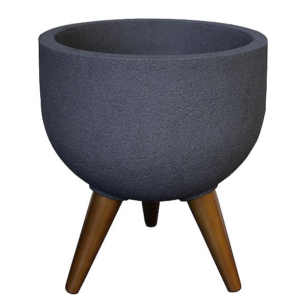 Vaso Plastico Decore 33 Redondo Grafite Japi