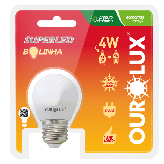 Lampada Led Bolinha S30 4W Luz Amarela 2700K Ourolux