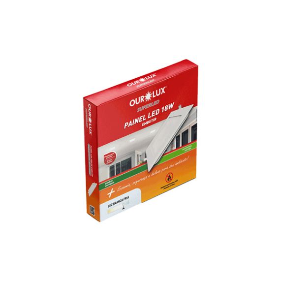 Painel Plafon Led Embutir Quadrado 18W Branco 6500K Ourolux