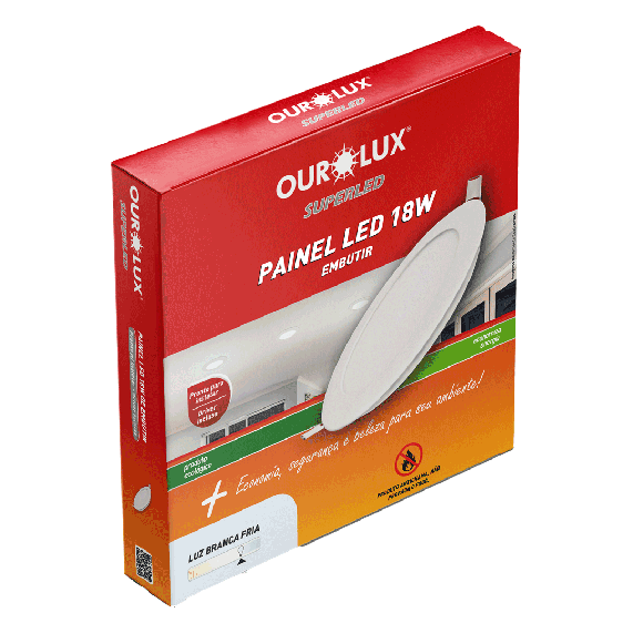 Painel Plafon Led Embutir Redondo 18W Branco 4000K Ourolux