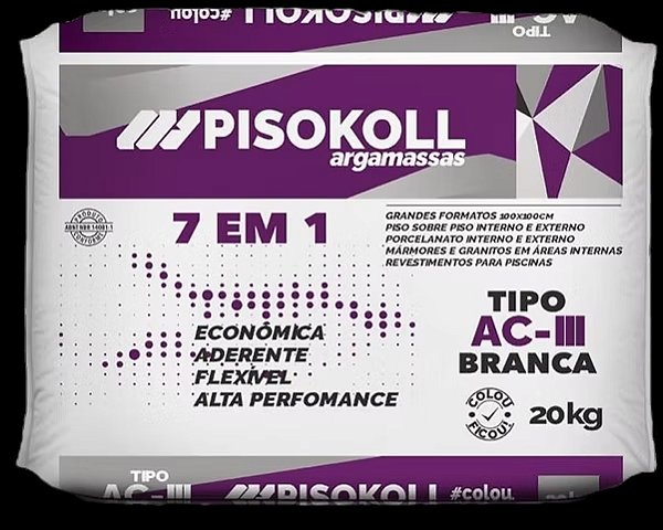 Argamassa ACIII Flexível 20Kg Branca 7X1 Pisokoll