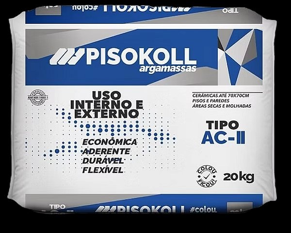 Argamassa ACII Uso Interno Externo 20Kg Cinza Pisokoll