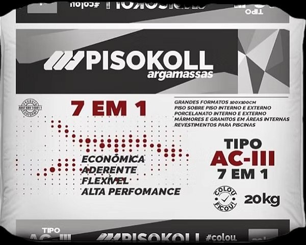 Argamassa ACIII Flexível 20Kg Cinza 7X1 Pisokoll