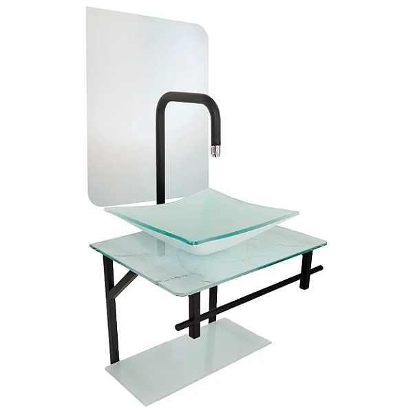 Toucador Kit Rubi 48 Vidro Branco Dulluc