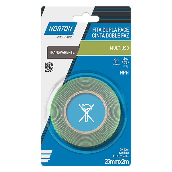 Fita Dupla Face 25mmx2m Transparente Norton