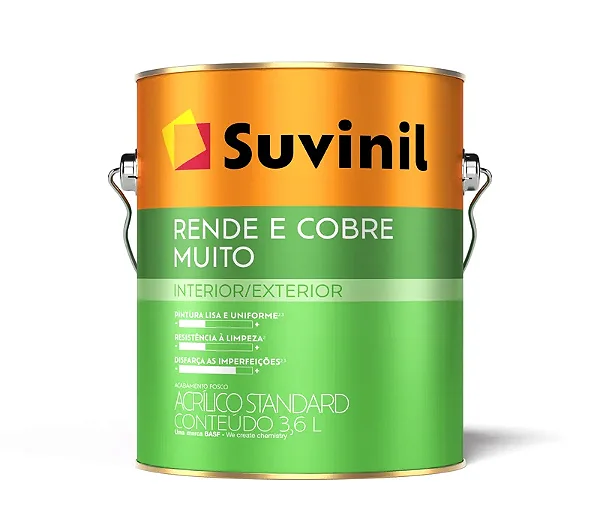 Tinta Acrilica Fosco 3.6L Rende E Cobre Muito Palha Suvinil