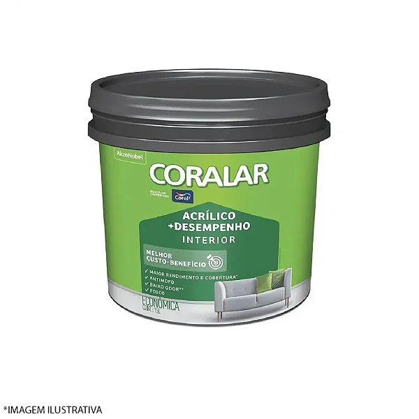Tinta Acrilica Fosco 15L Coralar Branco Balde Coral