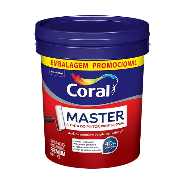 Tinta Acrilica Fosco 20L Master Branco Coral
