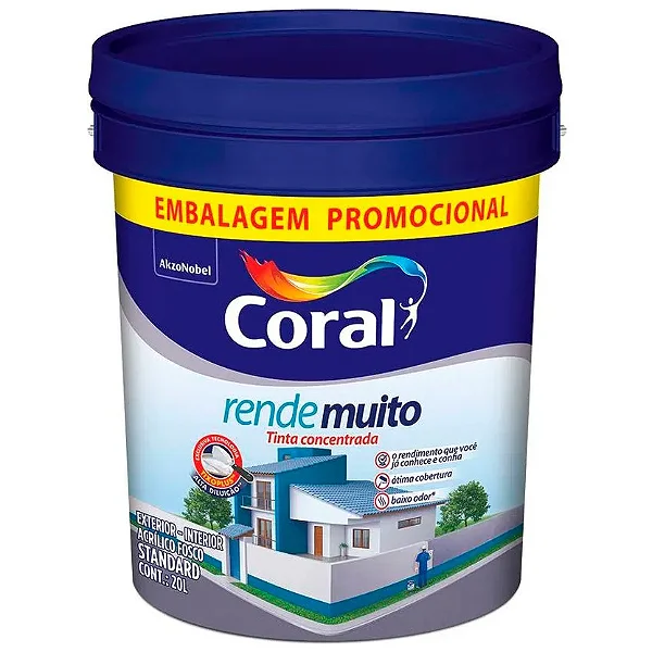 Tinta Acrilica Fosco 20L Rende Muito Branco Gelo Coral