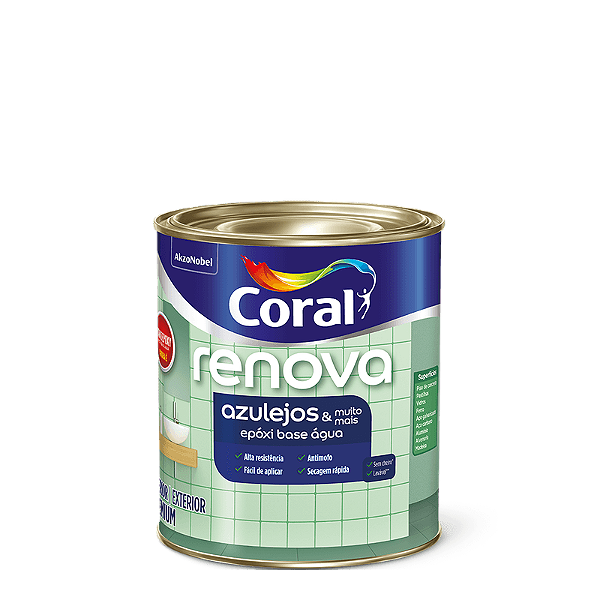 Tinta Epoxi Renova Azulejo 0.9L Base Agua Acetinado Branco Coral