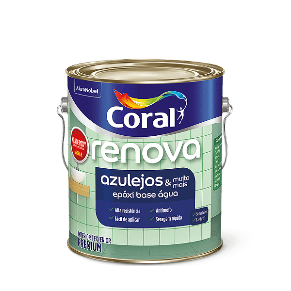 Tinta Epoxi Renova Azulejo 3.6L Base Agua Brilhante Branco Coral