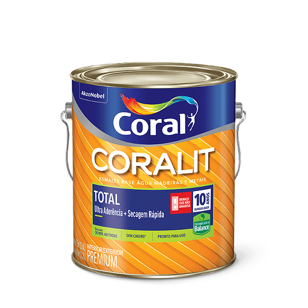 Esmalte Brilhante 3.6L Coralit Total Base Agua Platina Coral