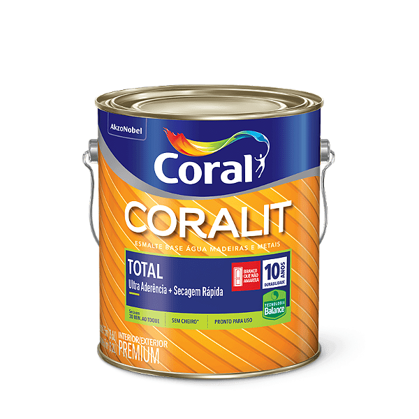 Esmalte Fosco 3.6L Coralit Total Base Agua Preto Coral