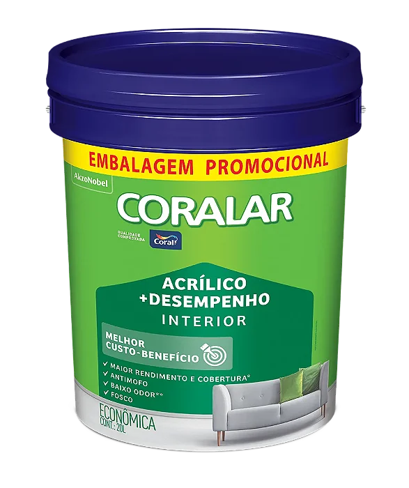 Tinta Acrilica Fosco 20L Coralar Branco Coral