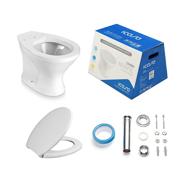 Kit Conjunto Bacia Convencional Infantil Branco Com Acessorios Icasa