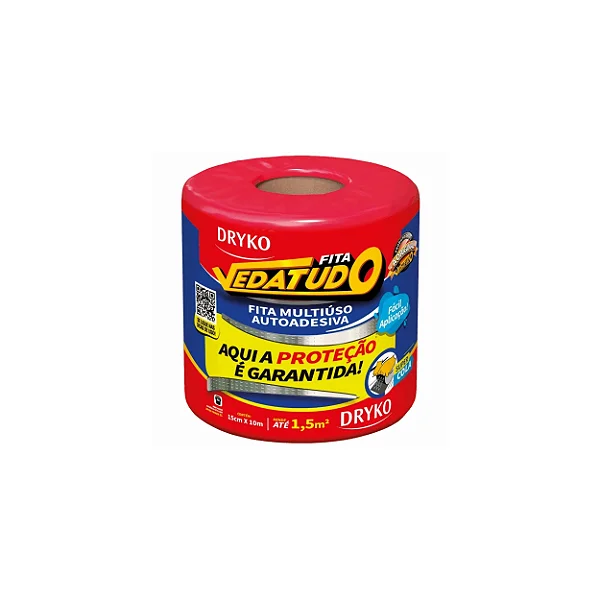 Fita Manta Asfaltica Adesiva Aluminizada Multiuso Vedatudo Drykofita 15 cm 10 m Dryko