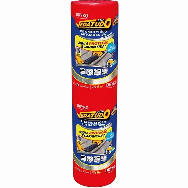 Fita Manta Asfaltica Adesiva Aluminizada Multiuso Vedatudo Drykofita 60 cm 10 m Dryko