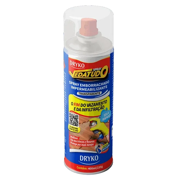 Impermeabilizante Spray Acabamento Emborrachado Vedatudo 400ml Transparente Dryko
