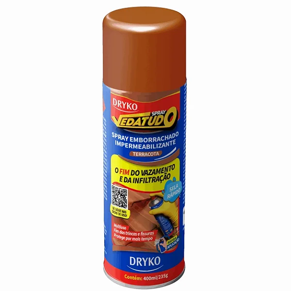 Impermeabilizante Spray Acabamento Emborrachado Vedatudo 400ml Terracota Dryko