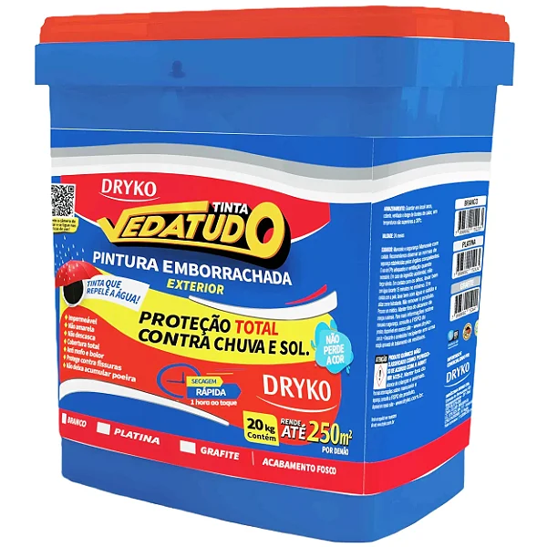 Tinta Emborrachada Vedatudo Acrilico Fosco Platina 20Kg Dryko