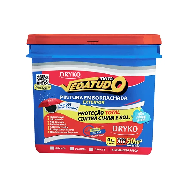 Tinta Emborrachada Vedatudo Acrilico Fosco Branco 4Kg Dryko