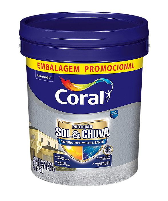 Tinta Acrilica Fosco Proteção Sol e Chuva Pintura Impermeabilizante Branco 20L Coral