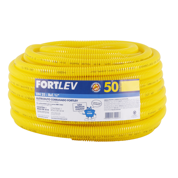 Eletroduto Corrugado 25mm 50m Amarelo Pvc Fortlev