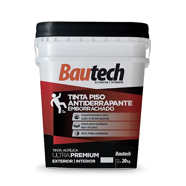 Tinta Piso Antiderrapante Emborrachado 20Kg Branco Bautech