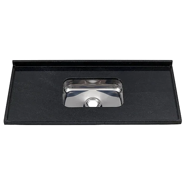 Pia Granito Standard 120 X 56 Cm Preto Grafite Com Cuba Inox La