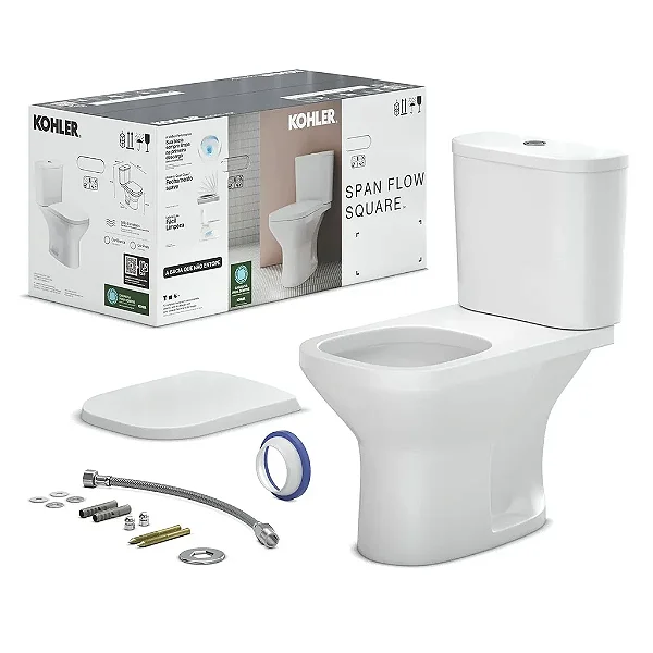 Kit Bacia Com Caixa Acoplada Span Flow Square Com Acessorios Branco Kohler