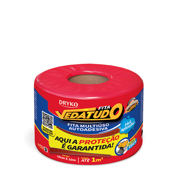 Fita Manta Asfaltica Adesiva Aluminizada Multiuso Vedatudo Drykofita 10 cm 10 m Terracota Dryko
