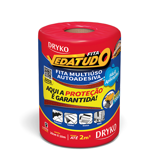 Fita Manta Asfaltica Adesiva Aluminizada Multiuso Vedatudo Drykofita 20 cm 10 m Terracota Dryko